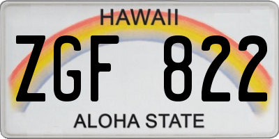 HI license plate ZGF822