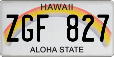 HI license plate ZGF827
