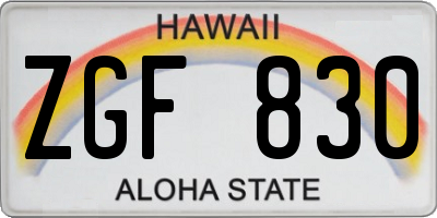 HI license plate ZGF830