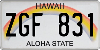 HI license plate ZGF831