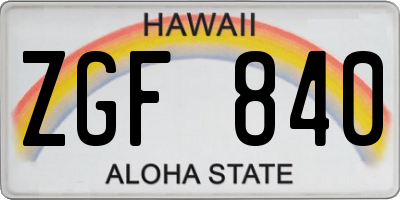 HI license plate ZGF840