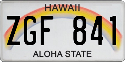 HI license plate ZGF841
