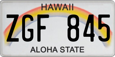 HI license plate ZGF845