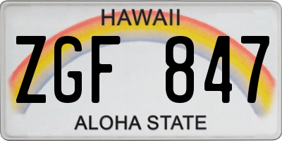 HI license plate ZGF847