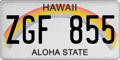 HI license plate ZGF855