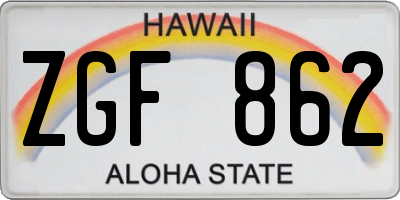 HI license plate ZGF862