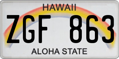 HI license plate ZGF863