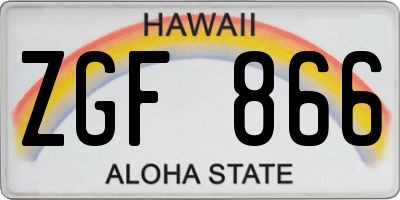 HI license plate ZGF866