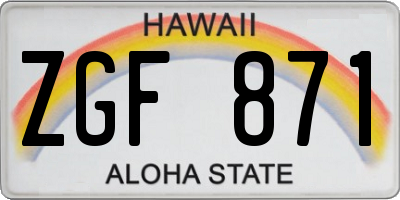 HI license plate ZGF871