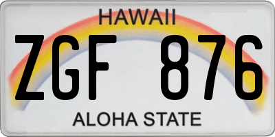 HI license plate ZGF876
