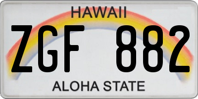 HI license plate ZGF882