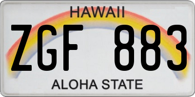 HI license plate ZGF883
