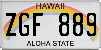 HI license plate ZGF889