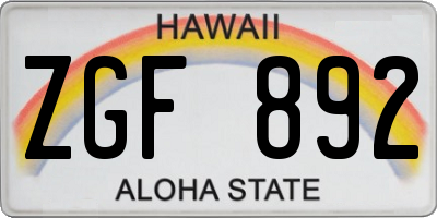 HI license plate ZGF892