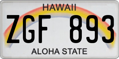 HI license plate ZGF893