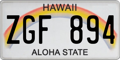 HI license plate ZGF894