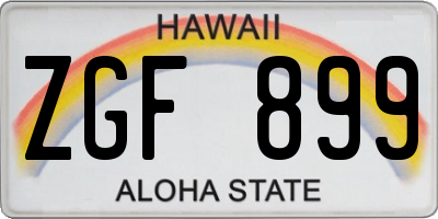 HI license plate ZGF899