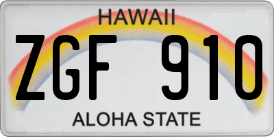 HI license plate ZGF910