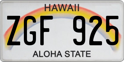 HI license plate ZGF925