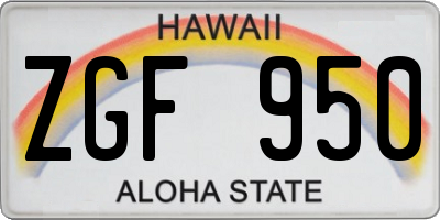 HI license plate ZGF950