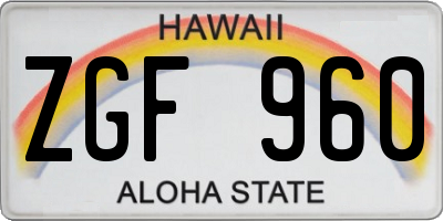 HI license plate ZGF960