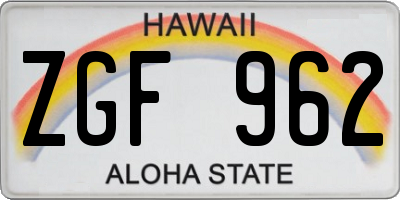 HI license plate ZGF962