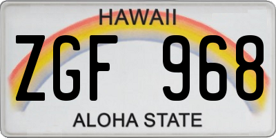 HI license plate ZGF968
