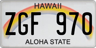 HI license plate ZGF970