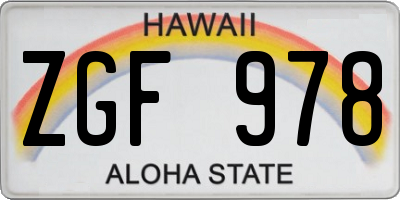 HI license plate ZGF978