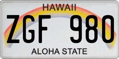 HI license plate ZGF980