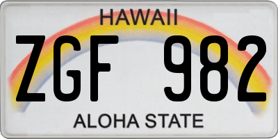 HI license plate ZGF982