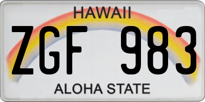 HI license plate ZGF983