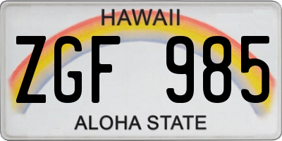 HI license plate ZGF985