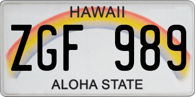 HI license plate ZGF989