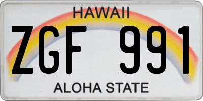 HI license plate ZGF991