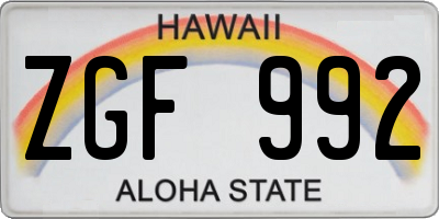 HI license plate ZGF992