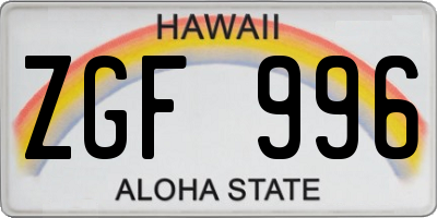 HI license plate ZGF996