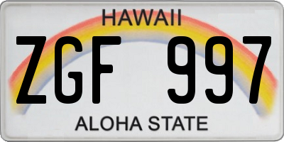 HI license plate ZGF997