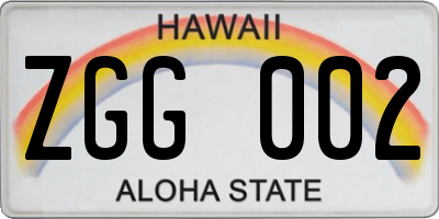 HI license plate ZGG002