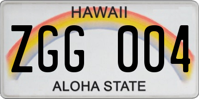HI license plate ZGG004