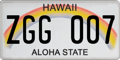 HI license plate ZGG007