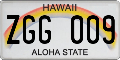 HI license plate ZGG009