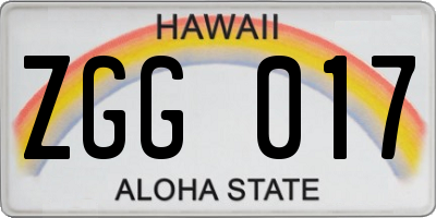 HI license plate ZGG017