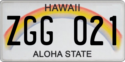 HI license plate ZGG021