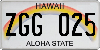 HI license plate ZGG025