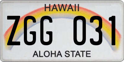 HI license plate ZGG031