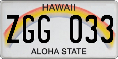 HI license plate ZGG033