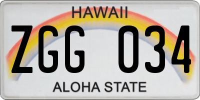 HI license plate ZGG034