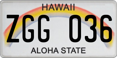 HI license plate ZGG036