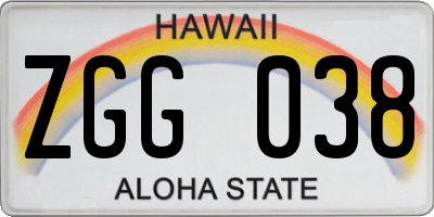 HI license plate ZGG038